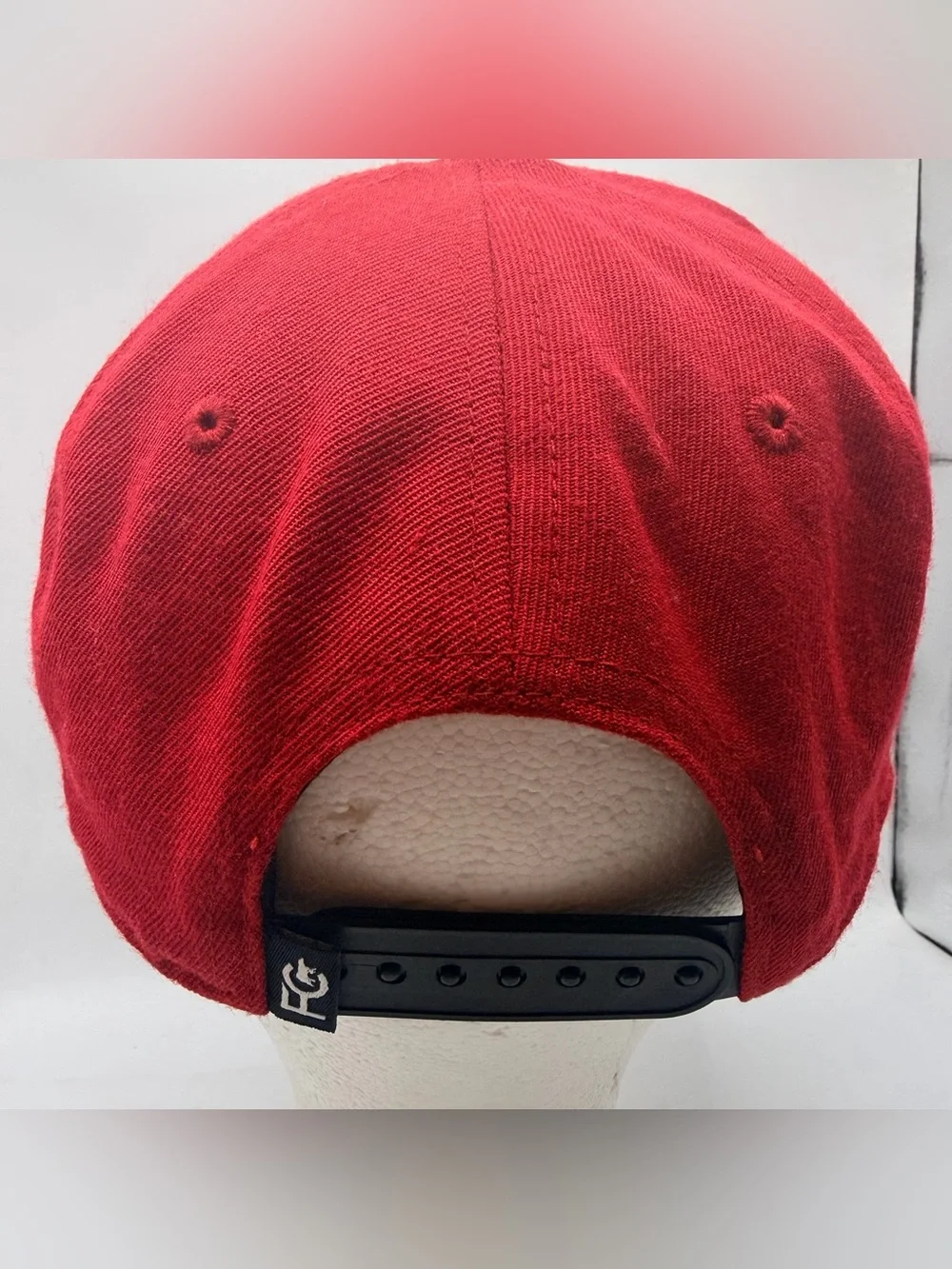 Red Embroidered Logo Snapback Hat